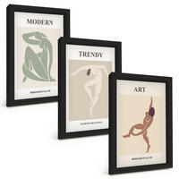 BILDER SET 3er Set - 20x30 cm Schwarzer Rahmen - Stilvolle Charaktere im Minimalismus - Schwarz, Kunststoff (20/30cm) - TULUP