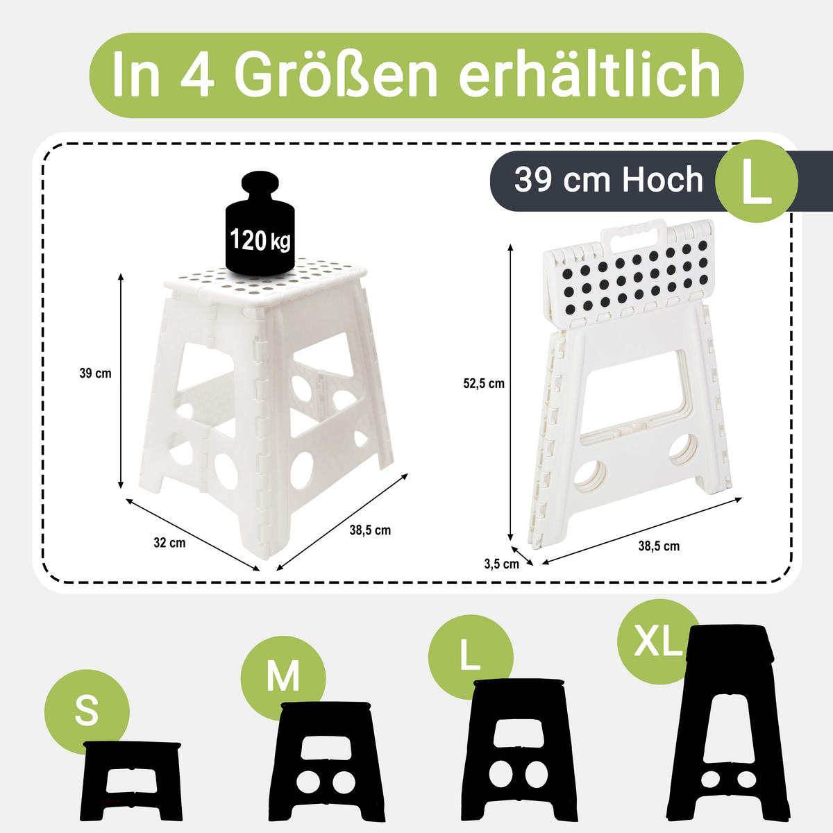 KLAPPHOCKER, 100% Kunststoff - Weiß, Kunststoff (29/39/22cm) - Zollner