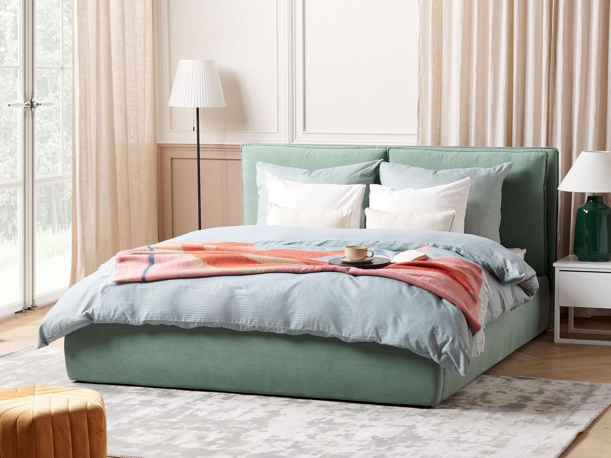 BETT 160/200cm Mintgrün Bajonna - Mintgrün, Textil (160/200cm) - Beliani