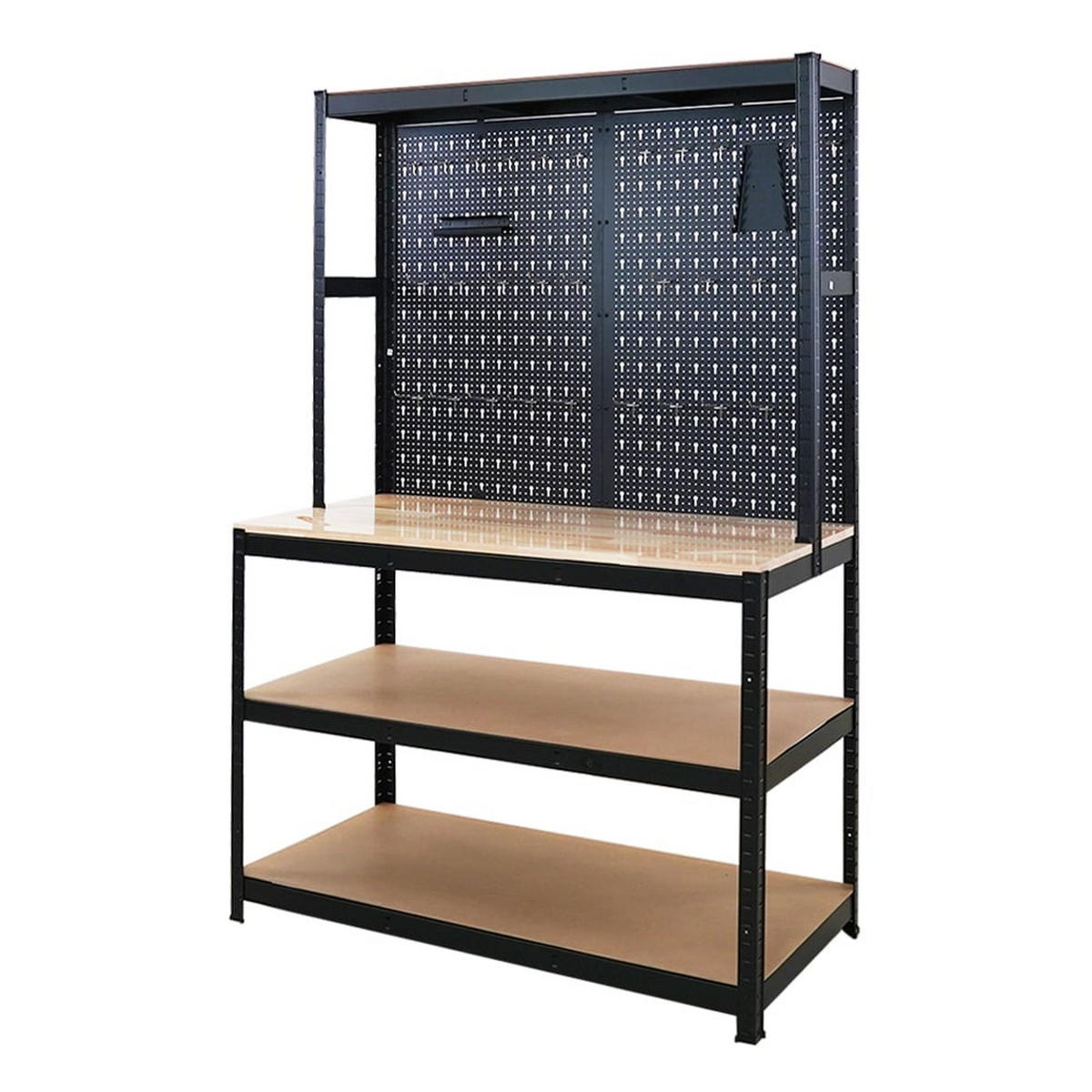 WERKBANK Giant Beast 3er-Set mit Lochwand180x120x60cm Fachlast 175kg inkl. Werkzeughalter Set Schwarz - Schwarz, Metall (240/180/60cm) - PROREGAL