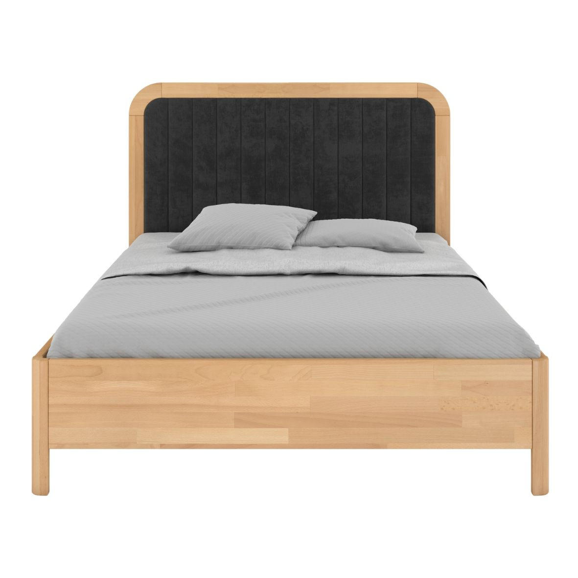 MASSIVHOLZBETT Modena, gepolstertes Kopfteil, Buche - lackiert, Naturfarben/Schwarz, 160x200 - Buchefarben/Schwarz, Holz/Buchenholz (160/200cm) - Visby
