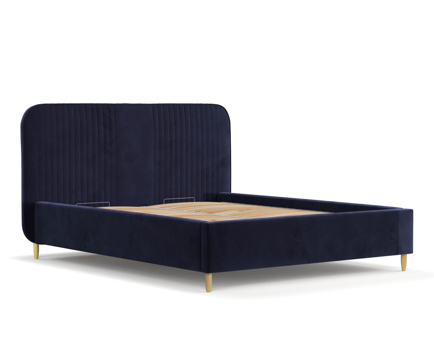POLSTERBETT Livy Marineblau 120/200 cm im Samtstoff - Naturfarben/Dunkelblau, Holz/Holzwerkstoff (120/200cm) - Maison de Reve
