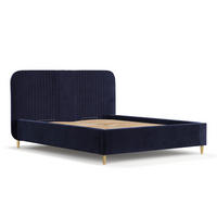 POLSTERBETT Livy Marineblau 120/200 cm im Samtstoff - Naturfarben/Dunkelblau, Holz/Holzwerkstoff (120/200cm) - Maison de Reve