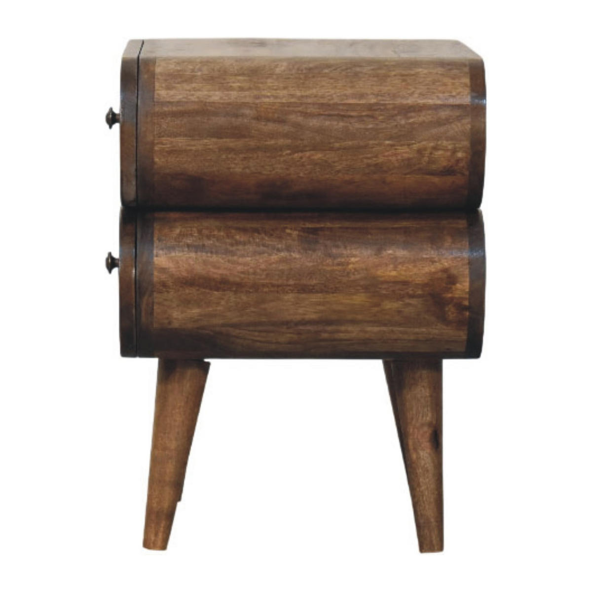 NACHTTISCH Schlank, 2 Schubladen in Braun - Dunkelbraun/Messingfarben, Holz/Metall (45/50/35cm) - Artisan Furniture