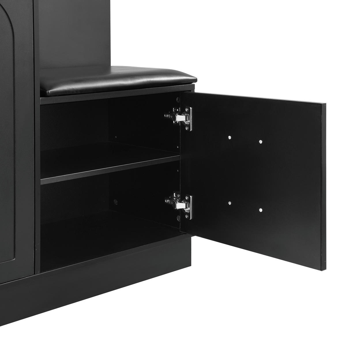 GARDEROBE 110/185,5/33 cm Schwarz aus MDF und Spanplatte mit Spiegel - Schwarz, Holzwerkstoff (33/185.5/110cm) - OKMYHOME
