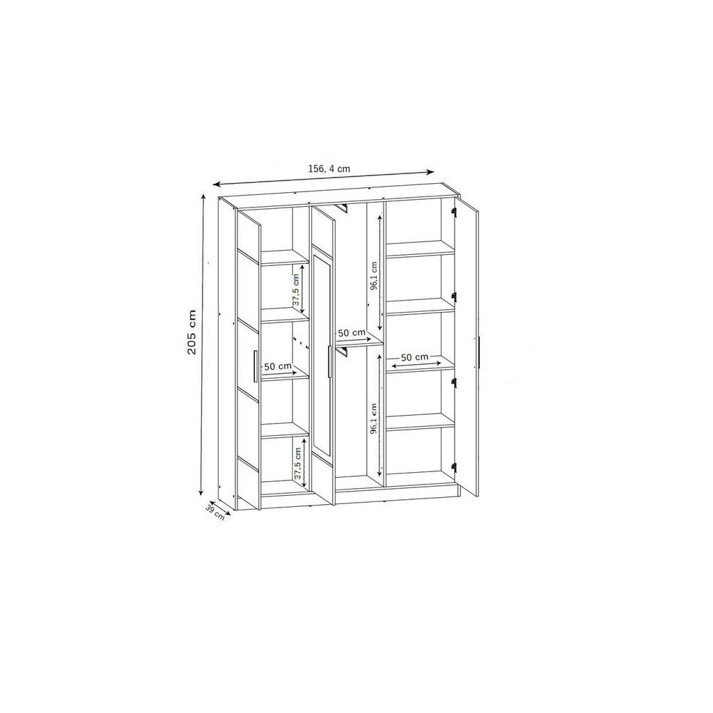Thumbnail - Kier Furniture Kleiderschrank, Honigeiche, Holzwerkstoff, 156.4x205x39 cm, Schlafzimmer, Kleiderschränke, Drehtürenschrä...