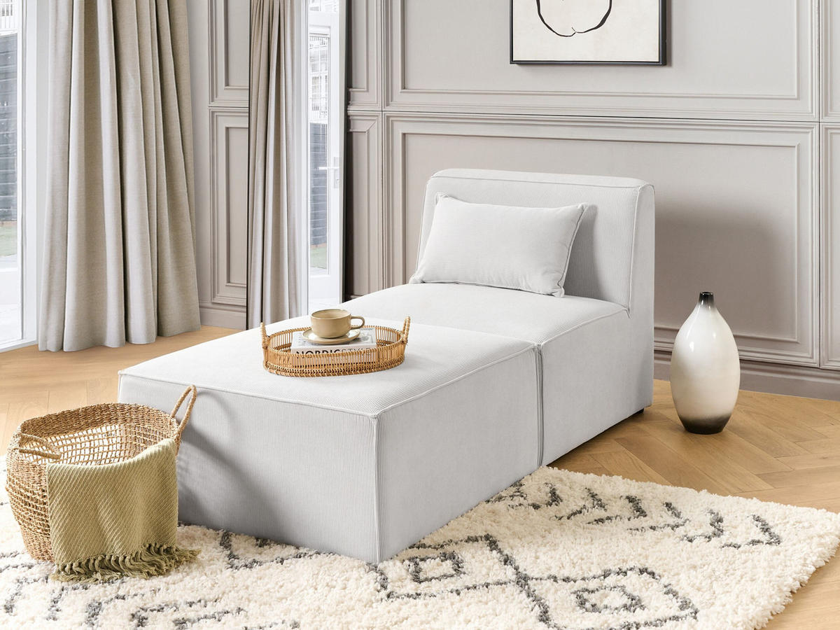 CHAISELOUNGE Cord cremeweiß Lemvig - Weiß, Textil (83/41/166cm) - Beliani