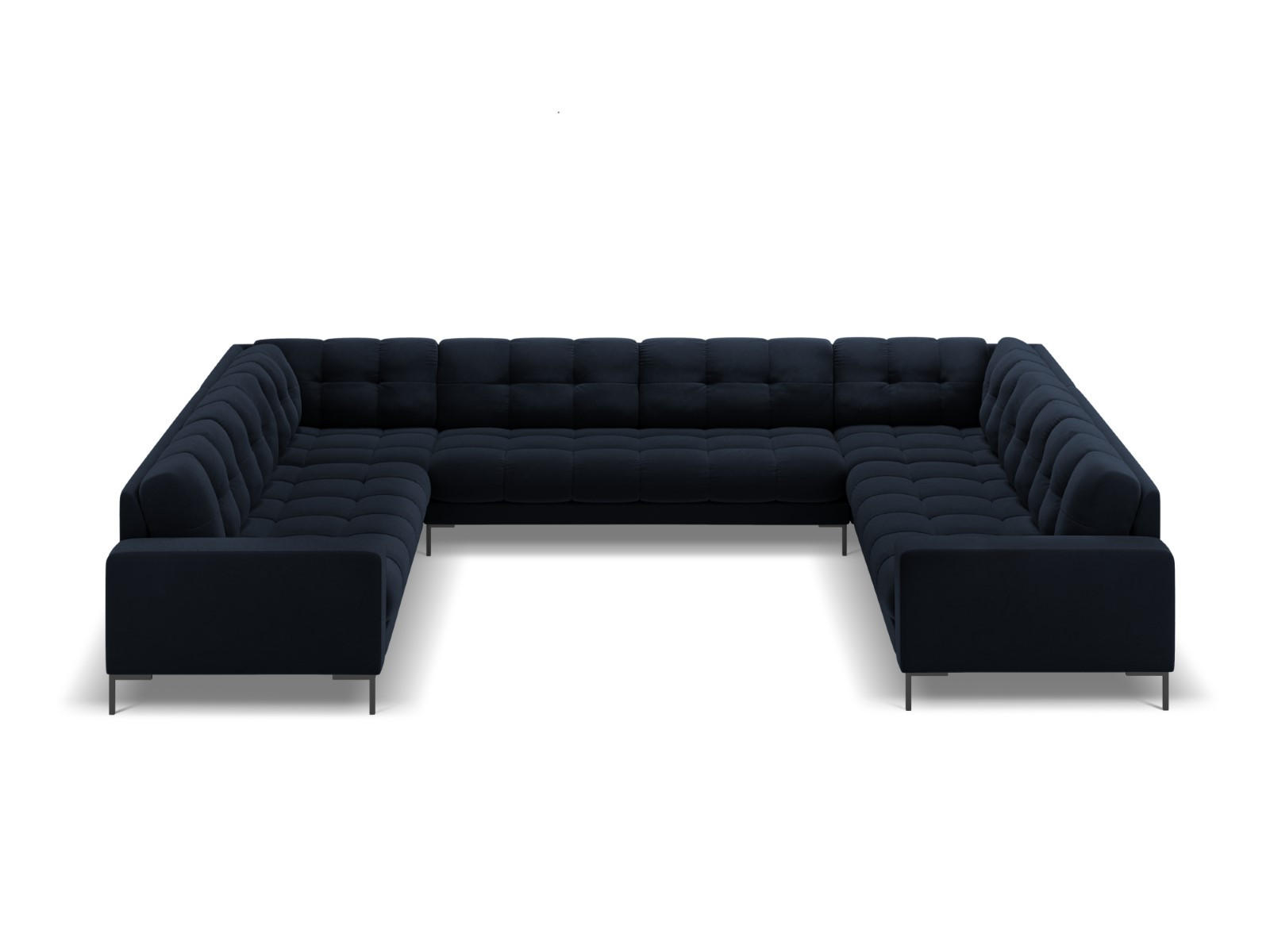 PANORAMASOFA Mamaia aus Samt dunkelblau 9 Sitzplätze - Dunkelblau, Textil (256/75/337cm) - Micadoni