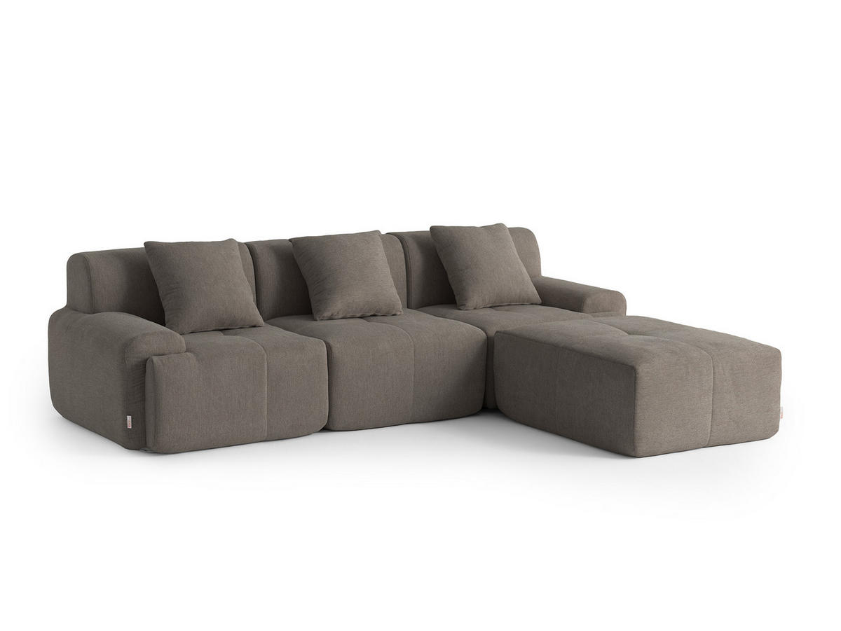 ECKSOFA Chenille Aschbraun - Braun, Textil (260/190cm) - MILYsofa