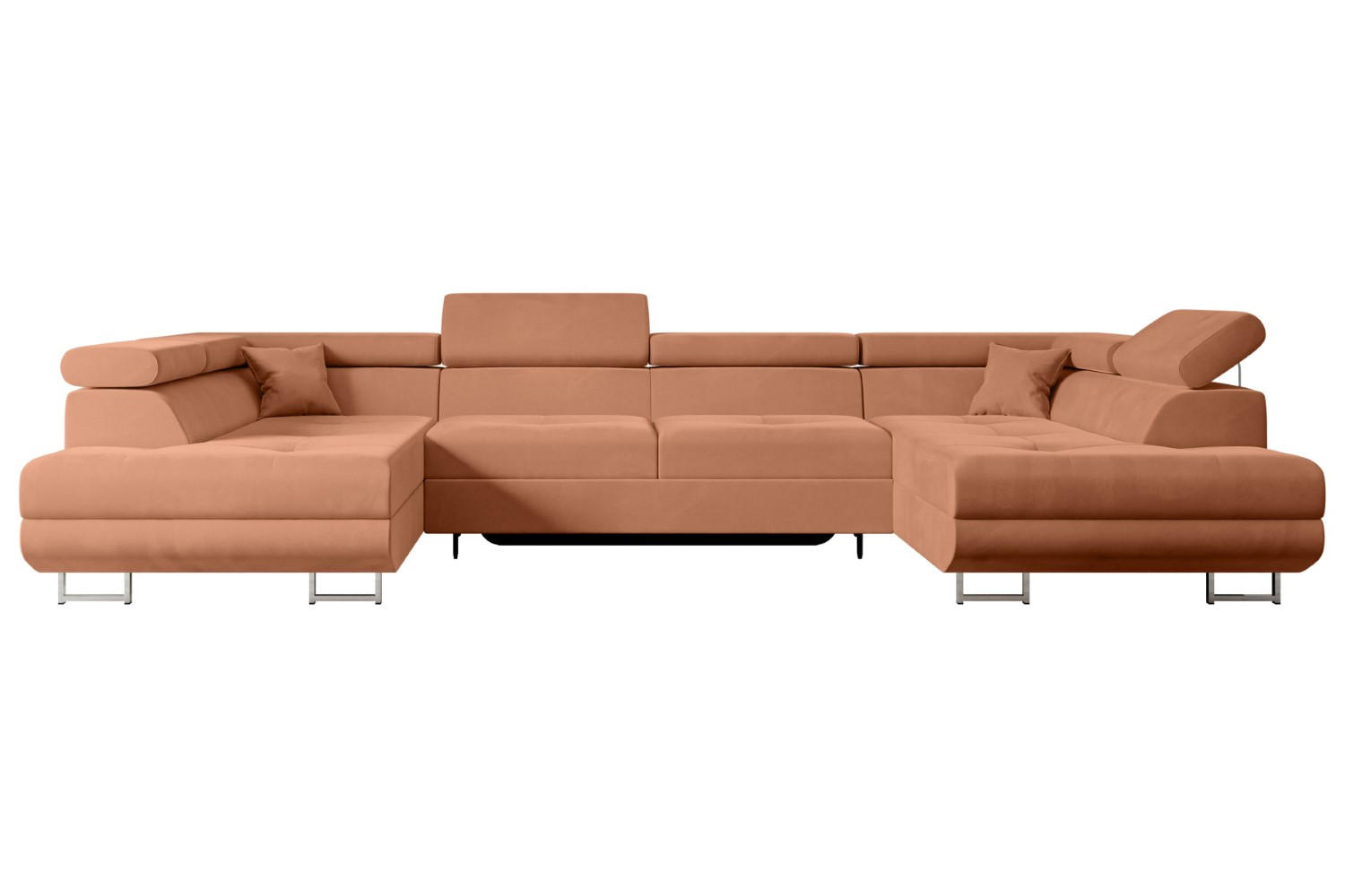 WOHNLANDSCHAFT mit Schlaffunktion und Bettkasten GUSA-U 342x202x107 cm Koralle Velours - Koralle/Silberfarben, Holzwerkstoff/Textil (342/107/202cm) - ALTDECOR