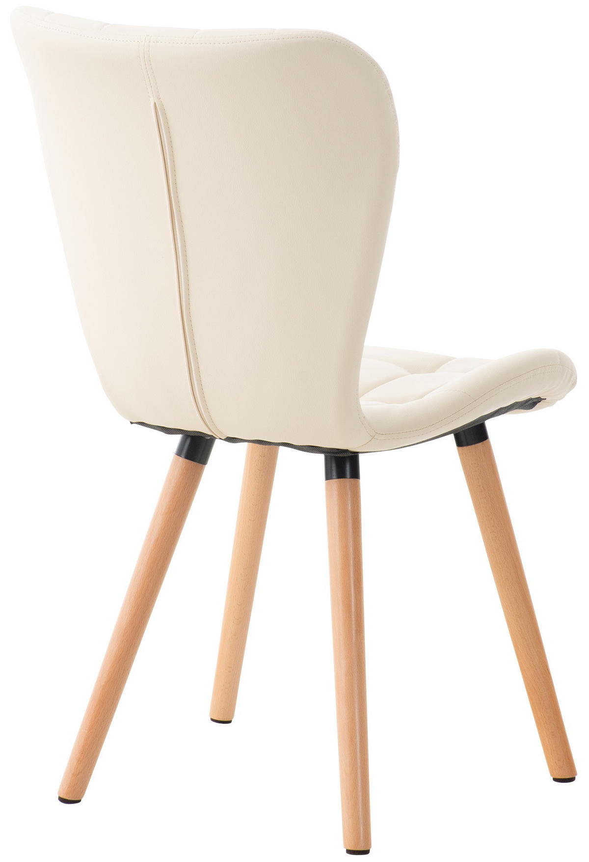STUHL Lederlook creme - Eukalyptusholzfarben/Creme, Holz/Textil (50/88/63cm) - CLP