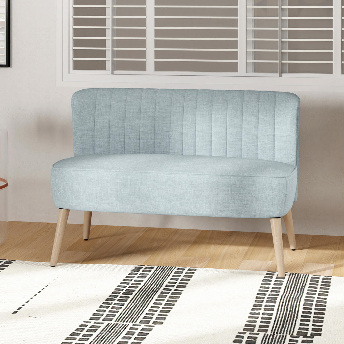 SOFA 2-Sitzer Couch Stoffsofa Sitzmöbel Polstersofa Loungesofa breit Hellgrün - Hellgrün/Naturfarben, Holz/Textil (56.5/77/117cm) - HOMCOM