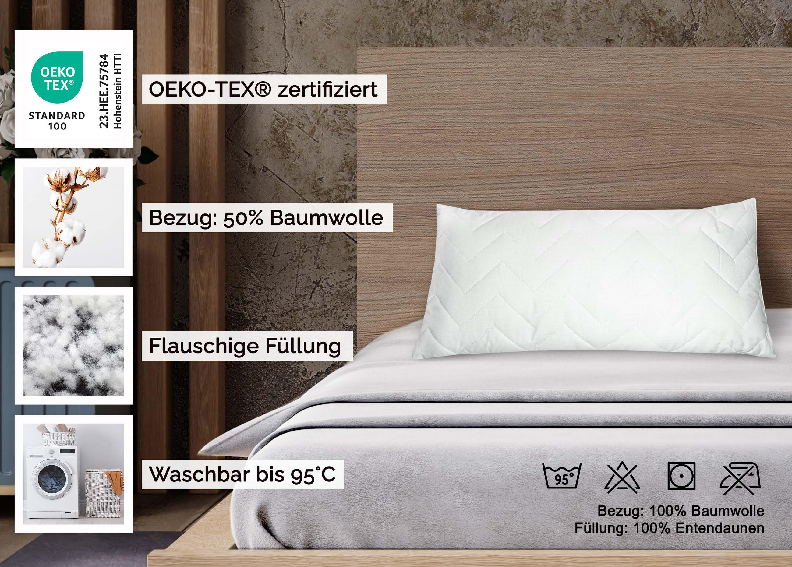 KISSEN, 40x80 cm, 50% Polyester, 50% Baumwolle, Weiß - Weiß, Textil (40/80cm) - Zollner