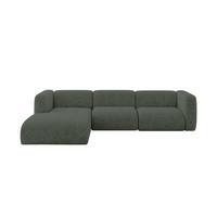 ECKSOFA Ottomane Links MIRA-L2 318x179x89 Grün Velours - Schwarz/Grün, Holzwerkstoff/Kunststoff (318/179cm) - ALTDECOR