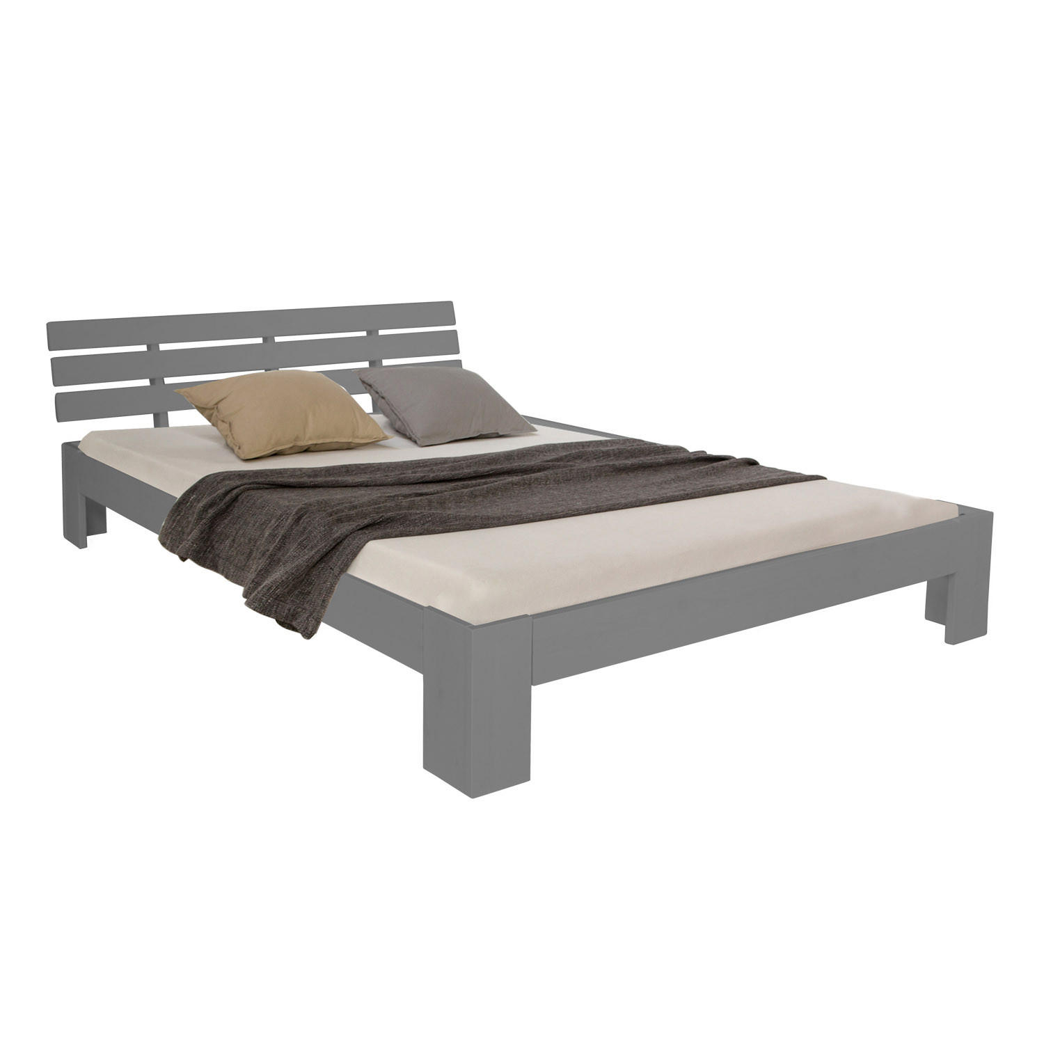 Homestyle4u Holzbett Grau 140x200 cm