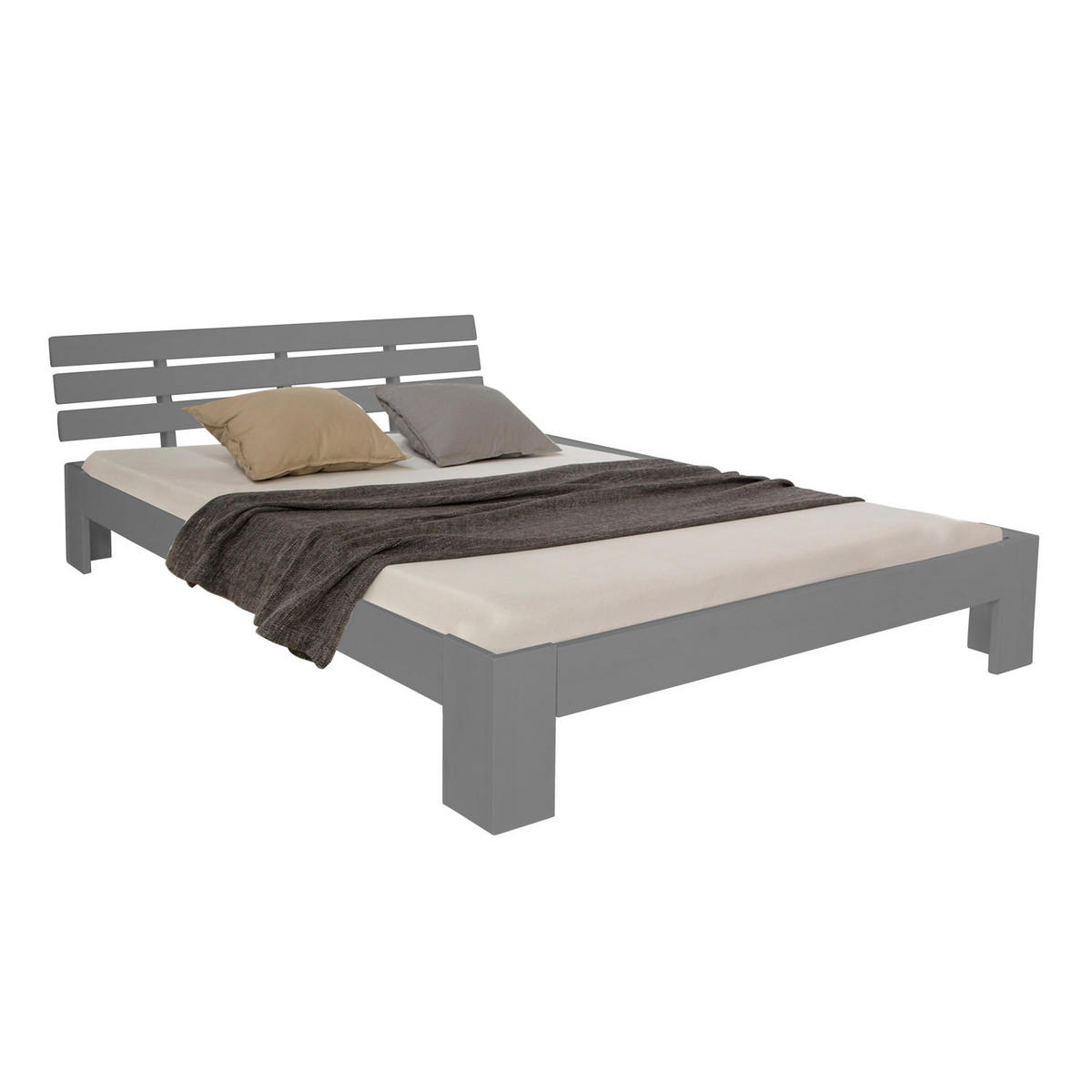 HOLZBETT 180/200 cm mit Lattenrost grau - Grau, Holz (180/200cm) - Homestyle4u