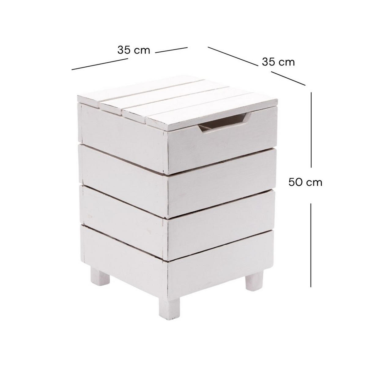 WÄSCHEKORB STORAGE 50 Massivholz, klappbarer Deckel 06 weiß-landhaus - Weiß, Holz (35/50/35cm) - DESIGN DELIGHTS