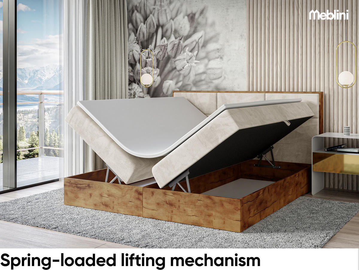 BOXBETT Lofty 2 - Creme/Schwarz, Holzwerkstoff/Textil (120/200cm) - Meblini