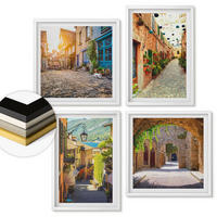 WANDBILDER 4er-Set - 50x50 cm & 40x60 cm Weißer Rahmen - Charmante Straßen mit Steinen - Weiß, Kunststoff (50/50cm) - ArtPrintCave