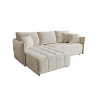 ECKSOFA CHICAGO links beige Velours Monolith 2 - Schlaffunktion, Bettkasten - Beige, Textil (245/185cm) - Cornero