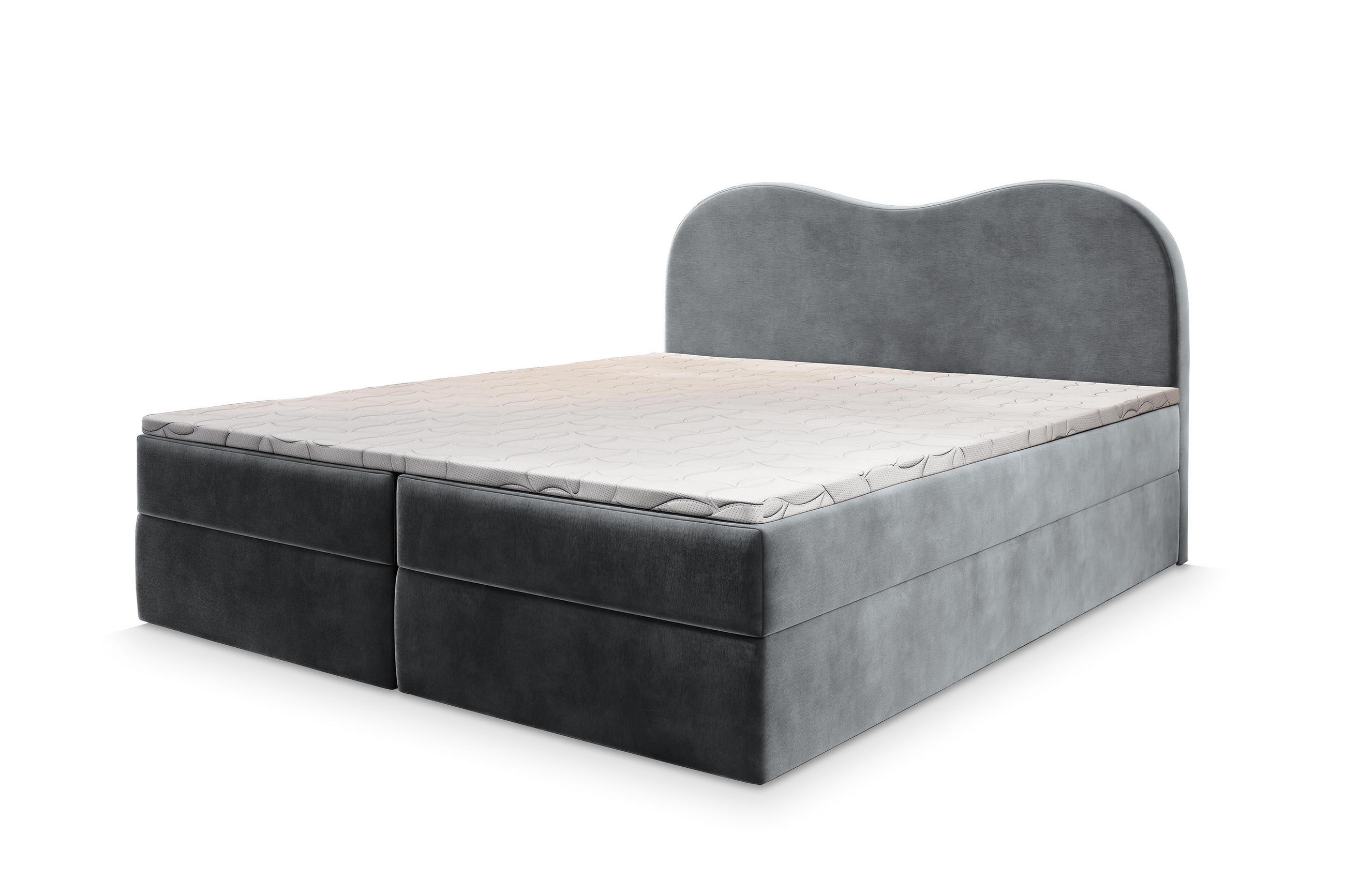 BOXBETT FLUVIA M 180x200 cm mit Matratze und Topper - Grau - Grau, Holz (180/200cm) - MASSENO