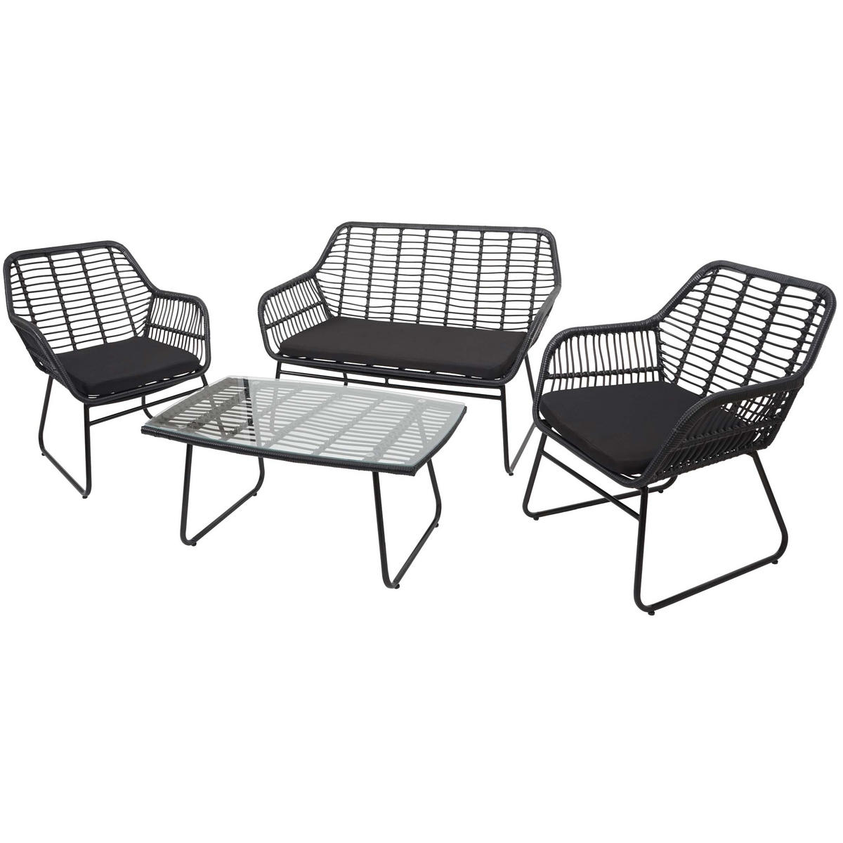 POLYRATTAN GARNITUR G17A Anthrazit, Anthrazit - Anthrazit, Kunststoff - MCW