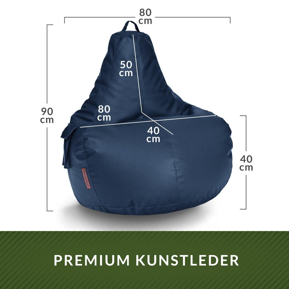GAMING SITZSACK Cozy Kunstleder - Dunkelblau, Textil (70/90/90cm) - Green Bean