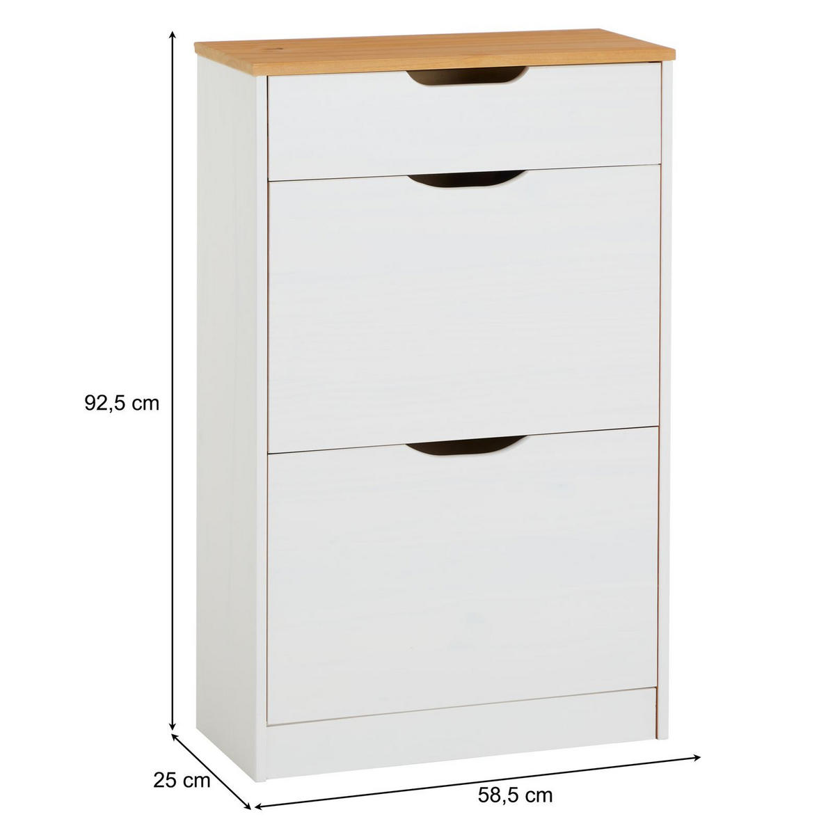SCHUHSCHRANK BASIL - Weiß/Braun, Holz (58/93/25cm) - IDIMEX