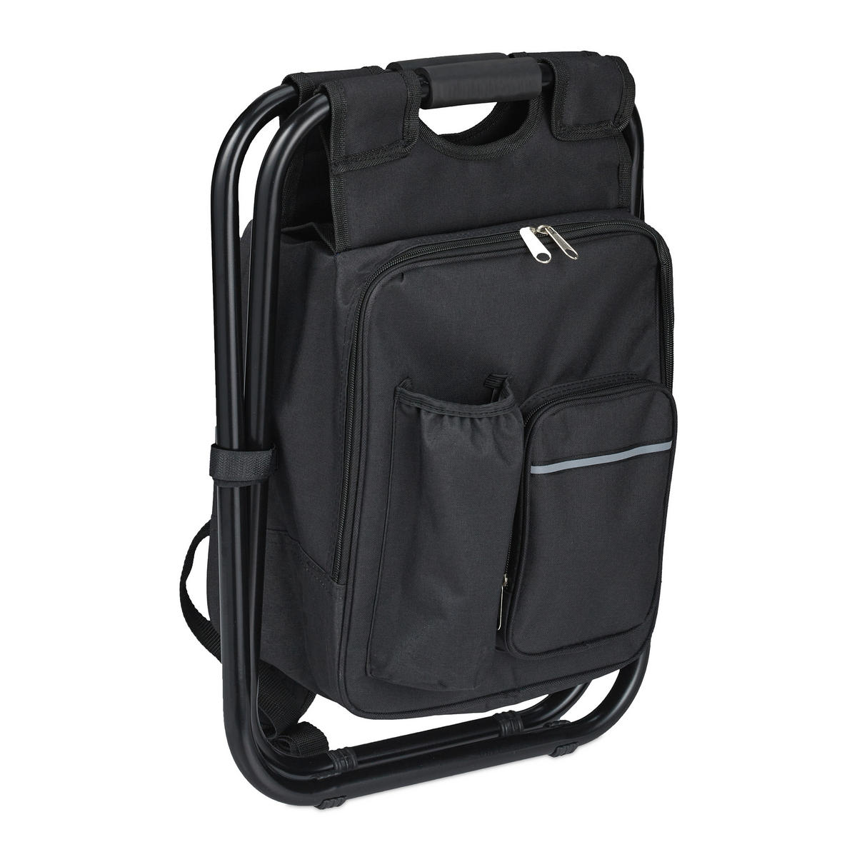 CAMPINGHOCKER - Schwarz, Textil/Metall (35/42/29cm) - Relaxdays