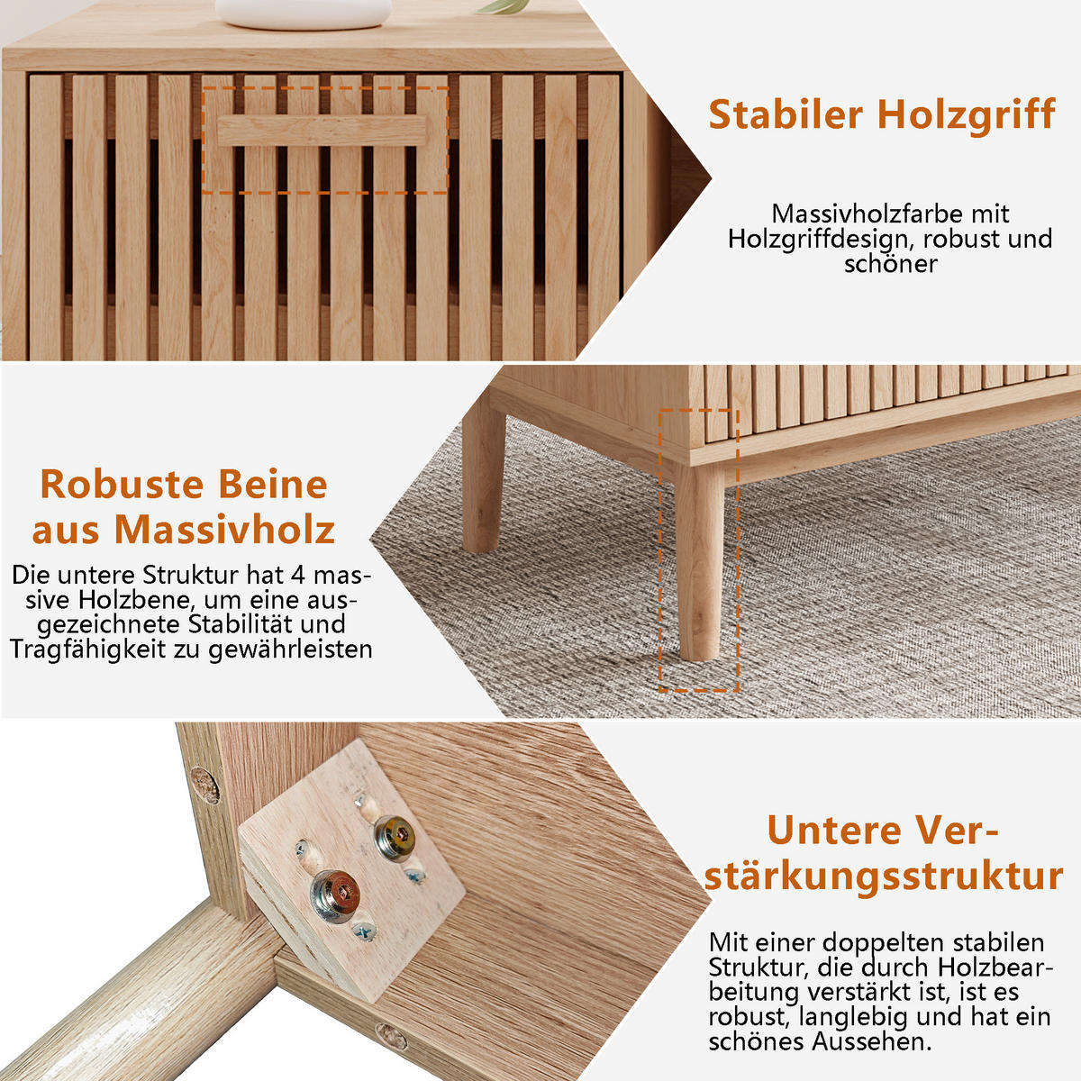 COUCHTISCH naturholz rattanoptik mit fach und schublade - Braun, Holzwerkstoff (100/50/43cm) - SHOPENTRA