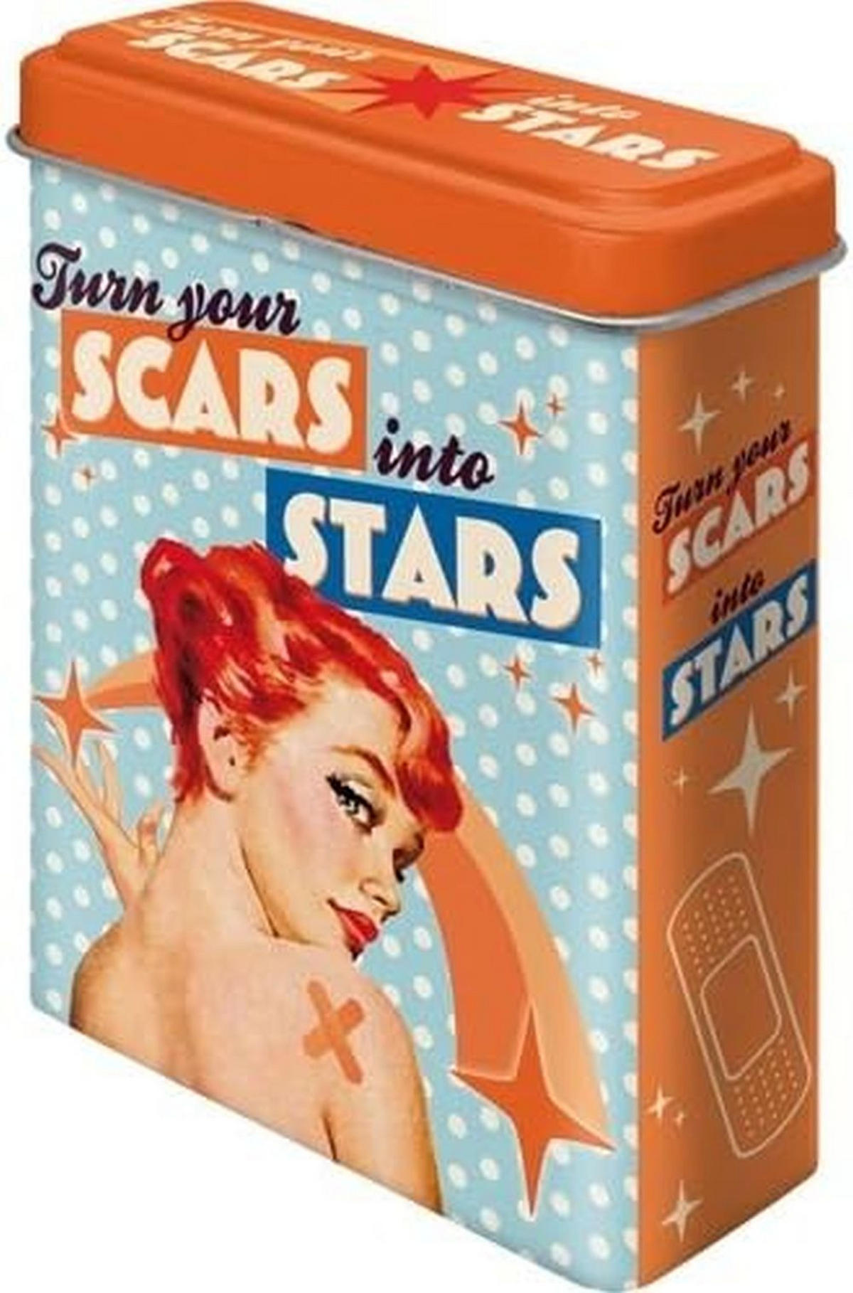 PFLASTERDOSE Turn Your Scars Into Stars - Orange, Metall (7/10/2.6cm) - Nostalgic-Art