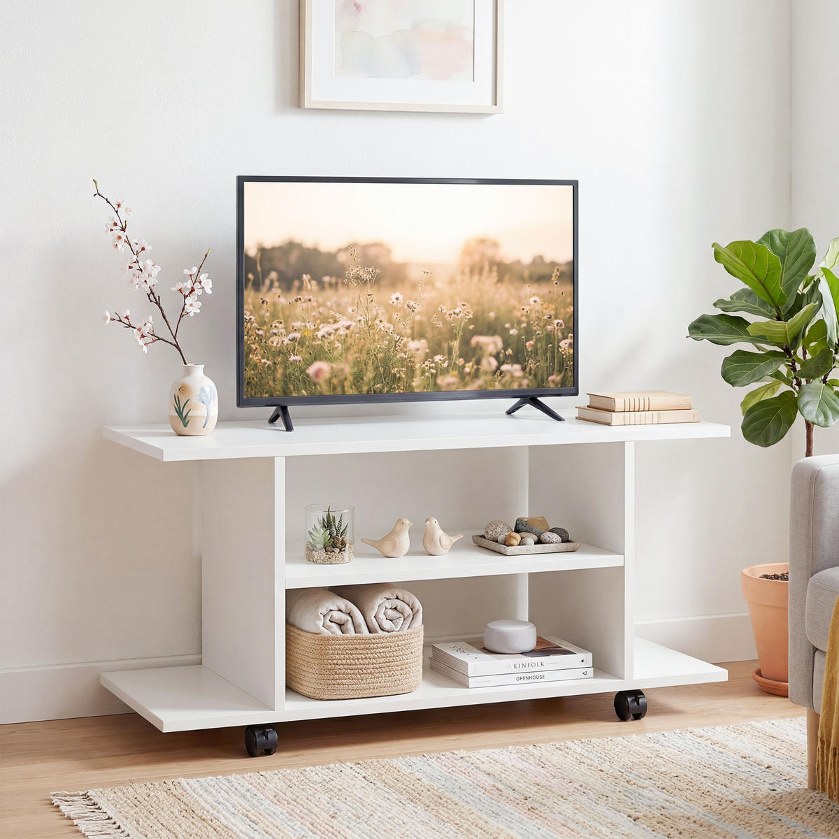 TV-MÖBEL Weiß 1 Stück - Weiß, Holzwerkstoff (80/40/40cm) - GiPP