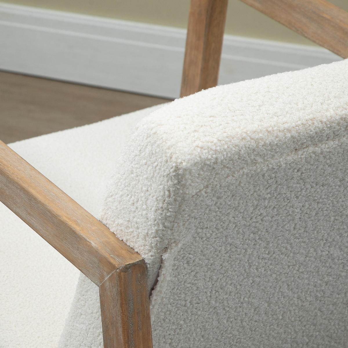SCHAUKELSTUHL, Kautschukholz, Cremeweiß - Creme, Kunststoff (81/71/60cm) - HOMCOM