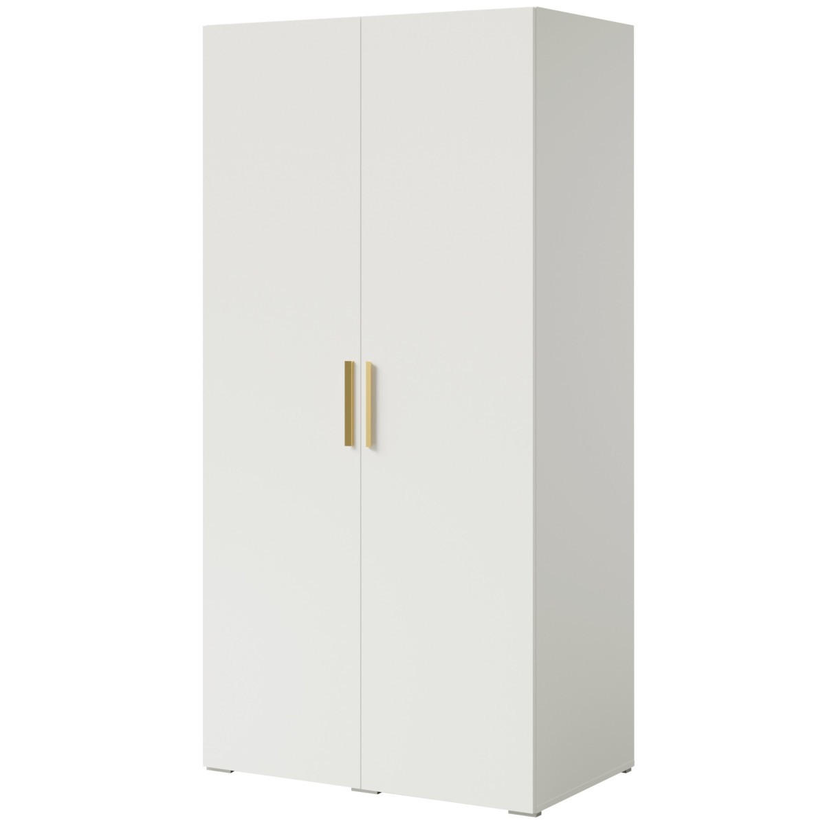 DREHTÜRENSCHRANK Napoli 2D 100 Weiß (schwarzer oder goldener Griff) - Silberfarben/Schwarz, Holzwerkstoff/Kunststoff (100/35/60cm) - mzm24