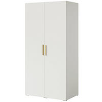 DREHTÜRENSCHRANK Napoli 2D 100 Weiß (schwarzer oder goldener Griff) - Silberfarben/Schwarz, Holzwerkstoff/Kunststoff (100/35/60cm) - mzm24