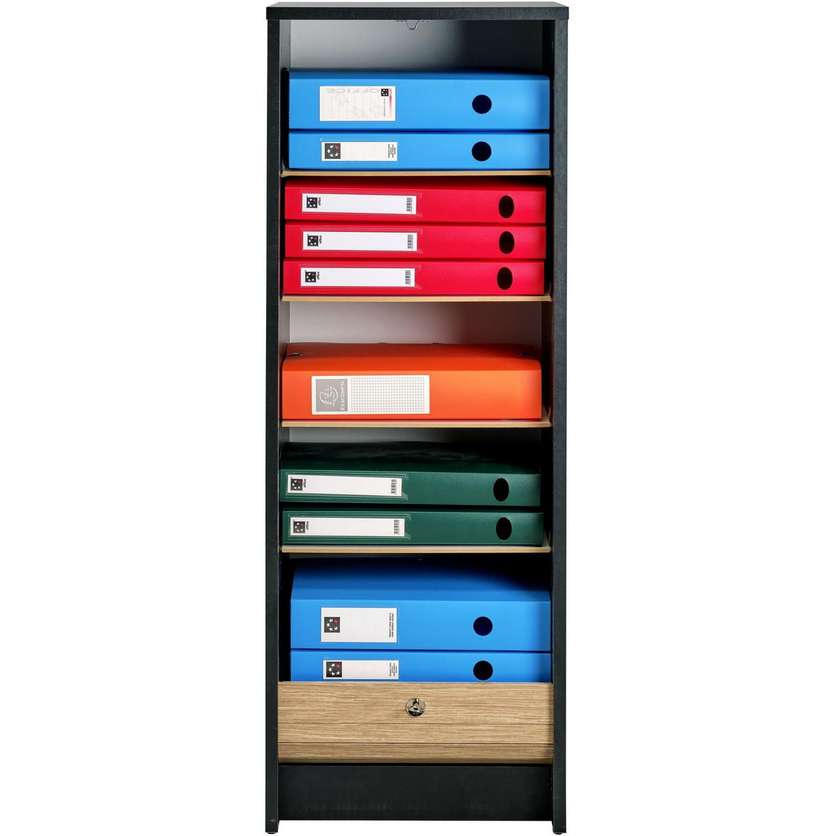 AKTENSCHRANK mit Rolladentür 38,5/35/104cm - Schwarz, Holzwerkstoff (35/104/38.5cm) - Simmob
