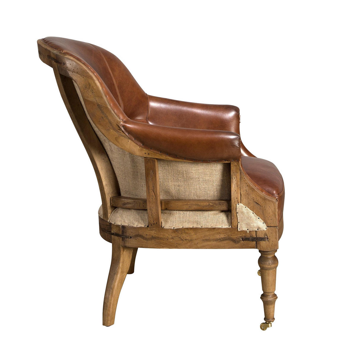 SESSEL Cognacbraun Walnuss 73/89/93 cm - Braun, Leder/Holz (73/93/89cm) - ANGEL CERDA