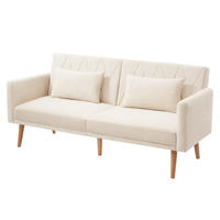 SCHLAFSOFA Samt mit verstellbarer Rückenlehne und Armlehnen Beige 180/75/82 cm - Beige, Textil (82/75/180cm) - Redom