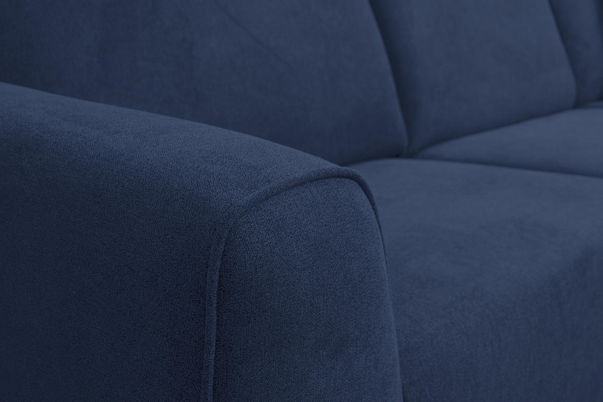 ECKSOFA Mula in L-Form, Coach Farbe: Blau, Velourstoff, Ottomane Rechts - Blau, Textil (274/210cm) - VENASI MÖBEL