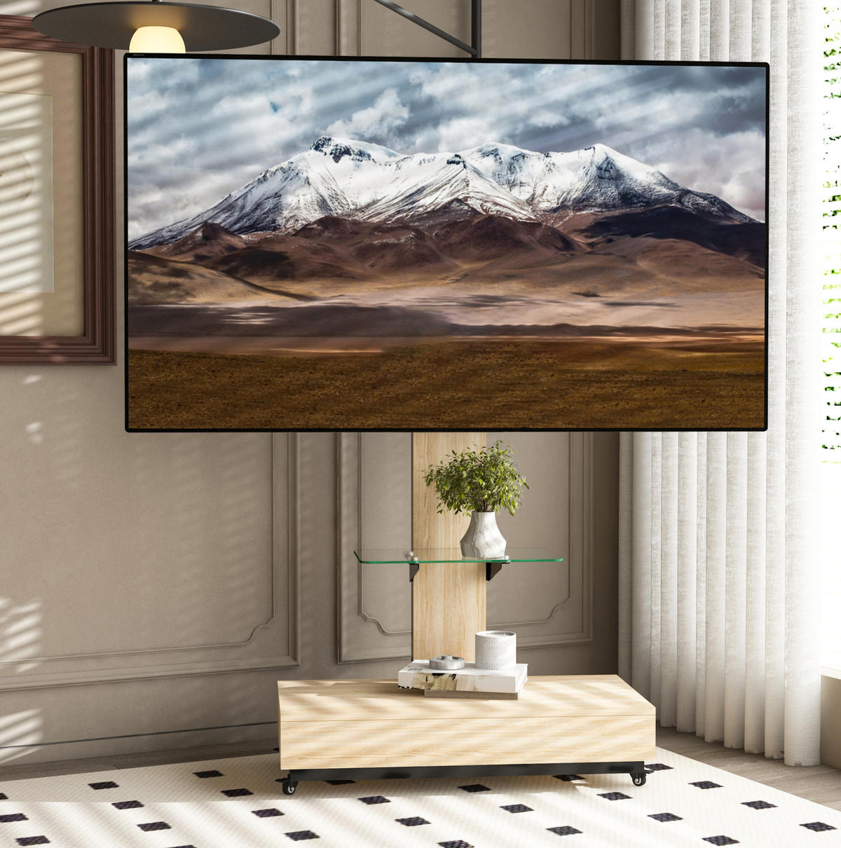 LOWBOARD 80/40 cm in Natur aus MDF und Metall mit Rollen und Schublade - Hellbraun, Holzwerkstoff (40/174.3/80cm) - OKMYHOME