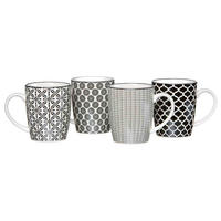 KAFFEEBECHER Takeo schwarz-weiß 350 ml 4er Set - Schwarz/Weiß, Keramik (0.35L) - Ritzenhoff Breker