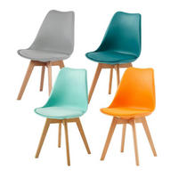 ESSZIMMERSTUHL 4er Set Skandinavisch mit PU-Sitzkissen & Massivholz-Beinen Bunt - Multicolor, Kunststoff (47.5/82/41cm)