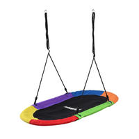 NESTSCHAUKEL Bunt oval XXL höhenverstellbar 150x80 cm - Multicolor, Kunststoff/Metall (150/80cm) - Relaxdays