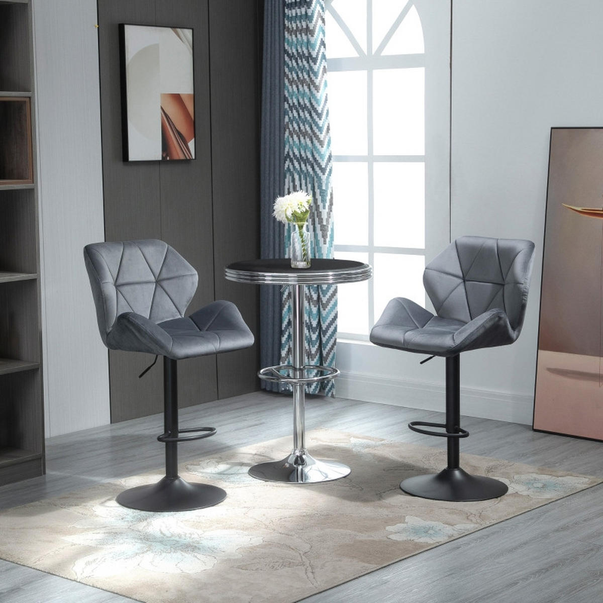 BARHOCKER DE-36057 2er Set höhenverstellbar drehbar Grau - Grau, Metall (57/117/58cm) - ComfortXL