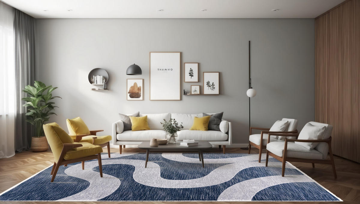 TEPPICH Zweiseitiger Graphit Modern Geometrisch - Kurzflor Rechteckig Weich - Blau Grau - 200 x 300 cm - Blau/Grau, Textil (200/300cm) - Mazovia