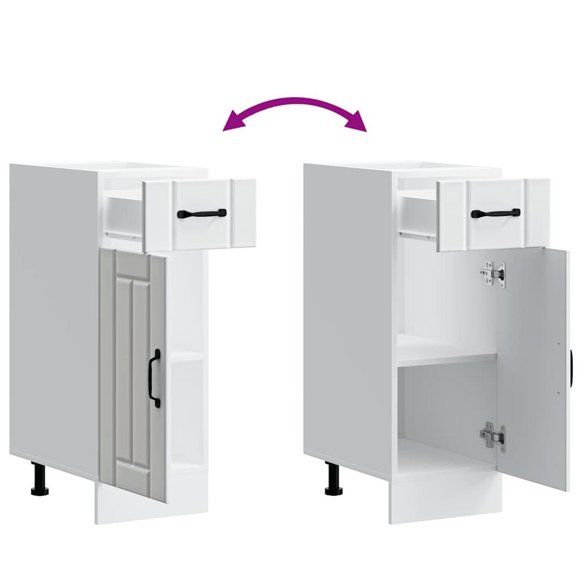 KÜCHENUNTERSCHRANK Lucca mit Tür, Schublade 30/46/81,5 cm aus Holzwerkstoff Weiß - Weiß, Holz (30/81.5/46cm) - vidaXL