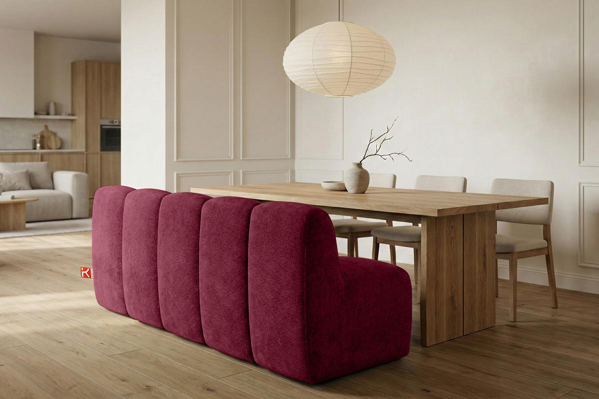 ESSZIMMERBANK BRESCO, Bordeauxrot - Bordeaux, Holz/Holzwerkstoff (203/80/72cm) - KONSIMO®