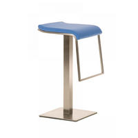 BARHOCKER Lederlook Blau - Blau/Edelstahlfarben, Textil/Metall (39/78/42cm) - CLP