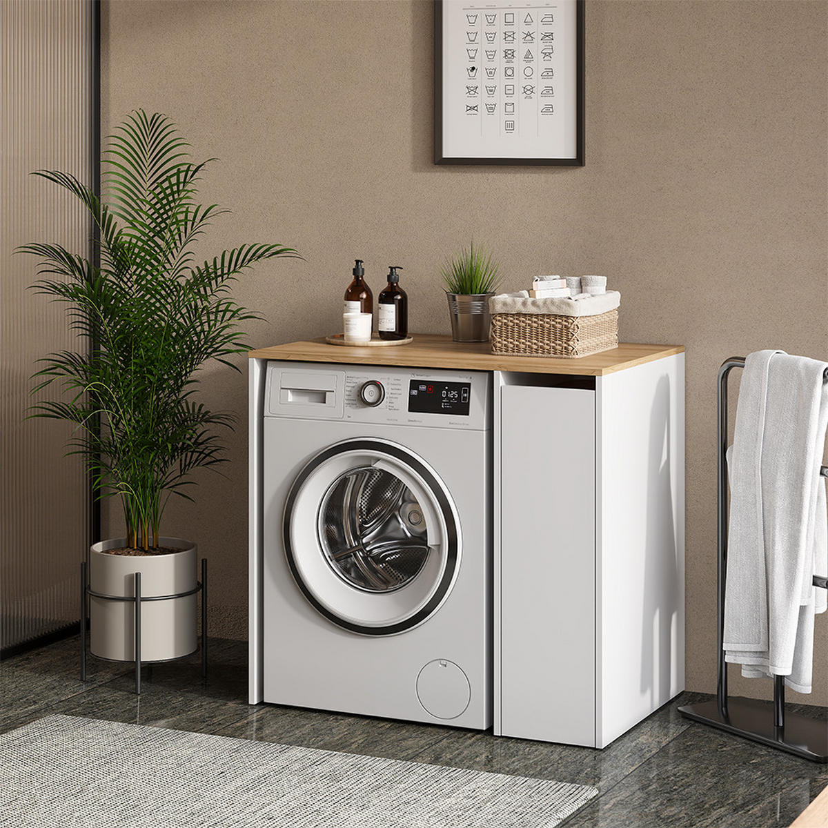 SKŘÍŇKA NA PRAČKU Viktor Bílá/Artisan - bílá, kompozitní dřevo (93.6/88.2/60.3cm) - Vicco