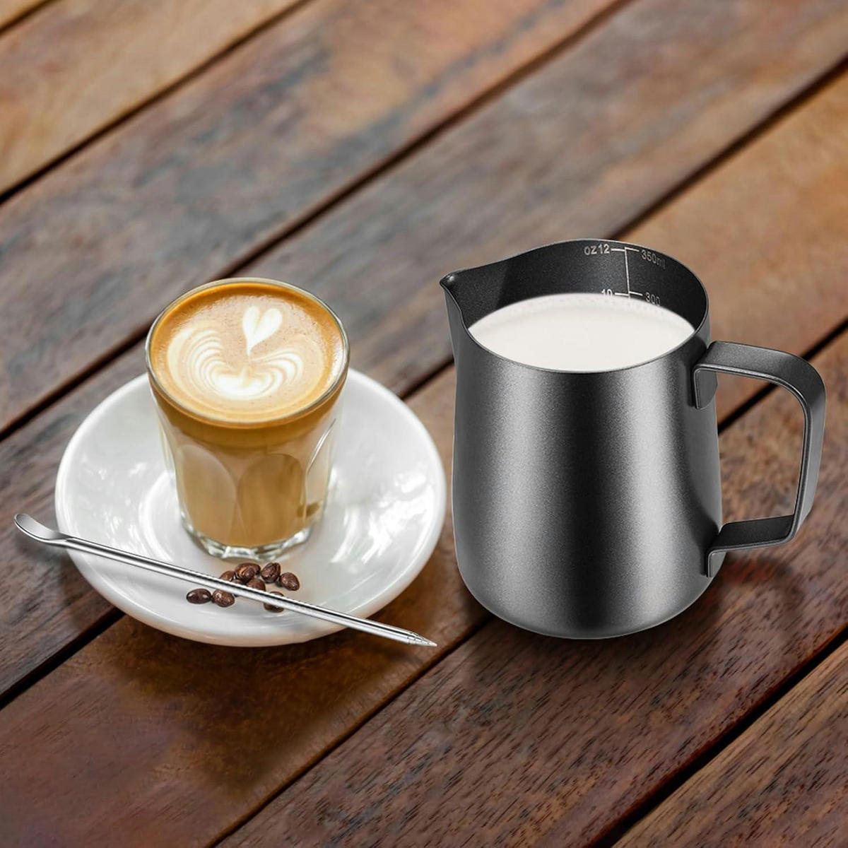 MILCHKÄNNCHEN Edelstahl Schwarz 350 ml - Schwarz, Metall (7.5/7.5cm)